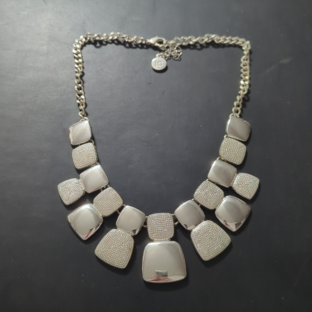 LC Lauren Conrad Silver Tone Bib Statement Necklace